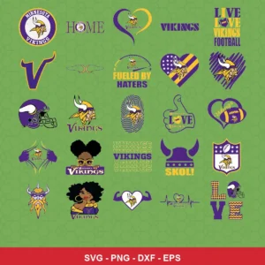 modern, cartoon Vikings player SVG expressing team pride featuring vikings logo for Cricut and Silhouette