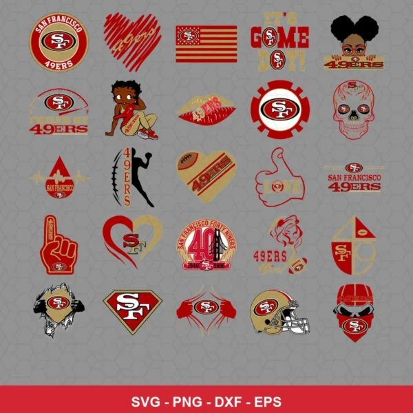 modern and playful 49ers player SVG expressing team pride featuring 49ers logo for Cricut and Silhouette