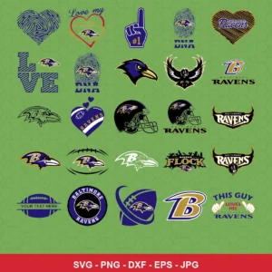 modern and playful Ravens player SVG expressing team pride featuring ravens logo for Cricut and Silhouette