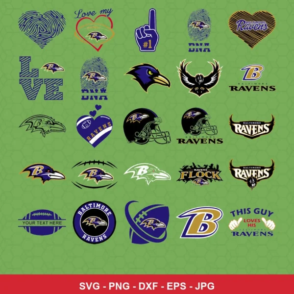 modern and playful Ravens player SVG expressing team pride featuring ravens logo for Cricut and Silhouette