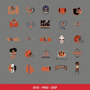 modern cartoon Bengals player SVG expressing team pride featuring bengals logo for Cricut and Silhouette