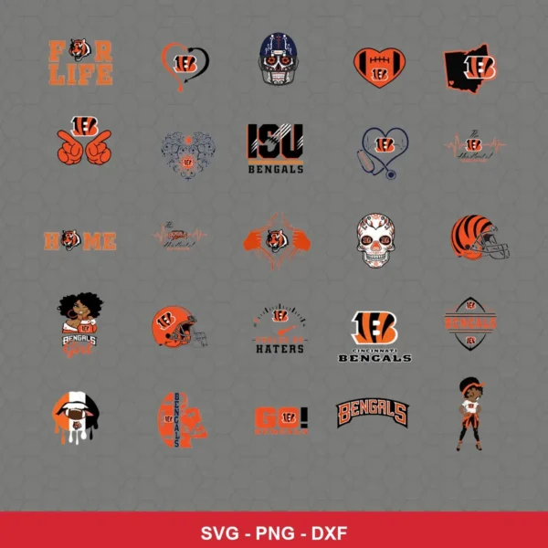 modern cartoon Bengals player SVG expressing team pride featuring bengals logo for Cricut and Silhouette