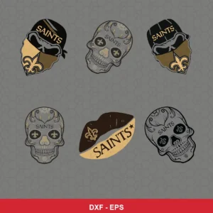 modern, graphic, sports-themed Saints player SVG expressing neutral featuring skull for Cricut and Silhouette