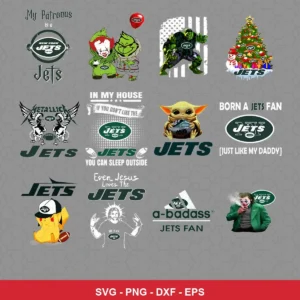 modern cartoon Jets player SVG expressing mockery featuring grinch character for Cricut and Silhouette