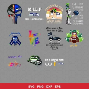 modern cartoon Seahawks player SVG expressing team pride featuring skull for Cricut and Silhouette
