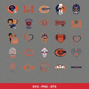 modern cartoon Bears player SVG expressing team pride featuring bears logo for Cricut and Silhouette
