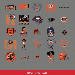 modern cartoon Bengals player SVG expressing team pride featuring bengals logo for Cricut and Silhouette