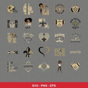 modern cartoon Saints player SVG expressing team pride featuring saints logo for Cricut and Silhouette