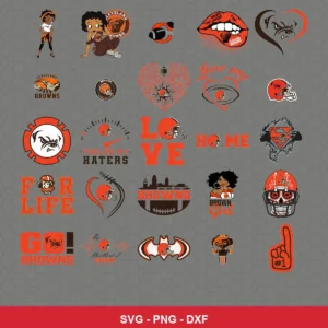 modern cartoon Browns player SVG expressing team pride featuring browns logo for Cricut and Silhouette