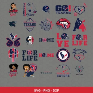 modern cartoon Texans player SVG expressing team pride featuring texans logos for Cricut and Silhouette