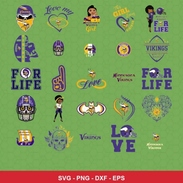 cartoon Vikings player SVG expressing team pride featuring vikings logo for Cricut and Silhouette