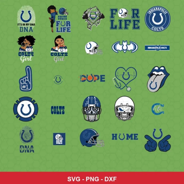 modern cartoon Colts player SVG expressing team pride featuring colts logo for Cricut and Silhouette