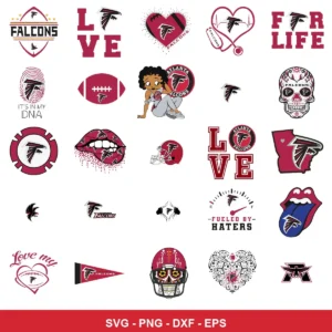 modern cartoon with stylized graphic elements and bold typography Falcons player SVG for Cricut and Silhouette