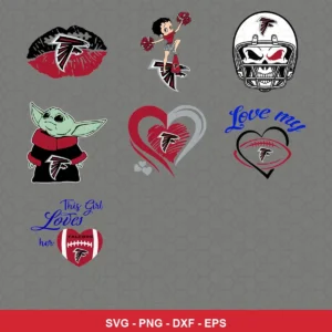 modern cartoon Falcons player SVG expressing team pride featuring falcons logo for Cricut and Silhouette