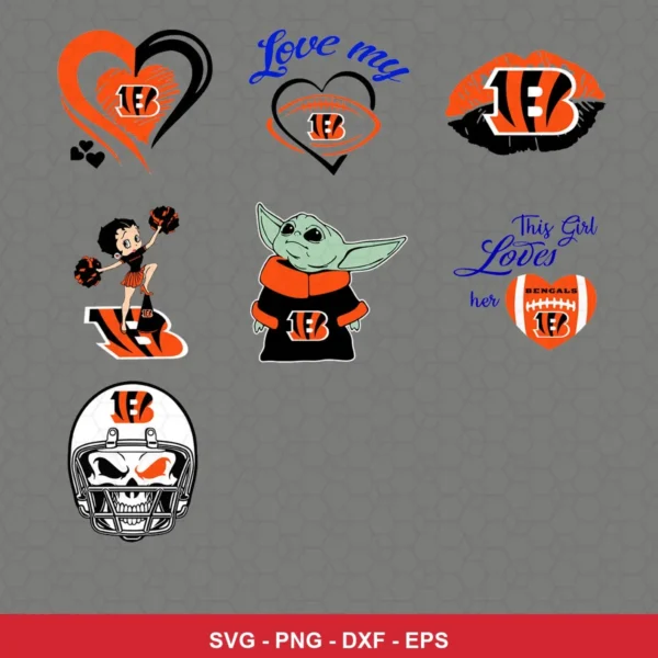 modern cartoon Bengals player SVG expressing team pride featuring bengals logo for Cricut and Silhouette