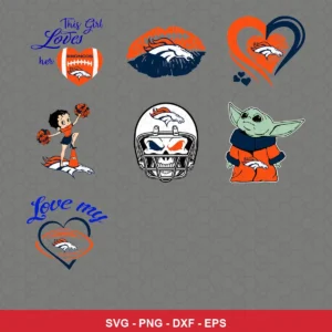 modern cartoon Broncos player SVG expressing team pride featuring broncos logo for Cricut and Silhouette