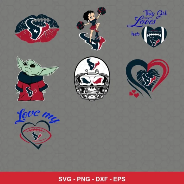 cartoon Texans player SVG expressing team pride featuring texans logo for Cricut and Silhouette