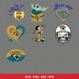 cartoon Jaguars player SVG expressing team pride featuring jaguars logo for Cricut and Silhouette