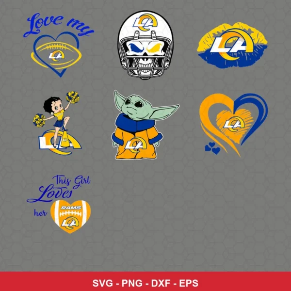 modern cartoon Rams player SVG expressing team pride featuring rams logo for Cricut and Silhouette