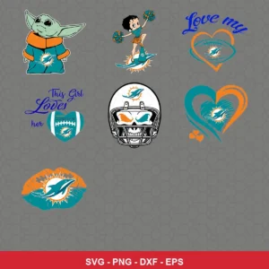 cartoon Dolphins player SVG expressing team pride featuring dolphins logo for Cricut and Silhouette