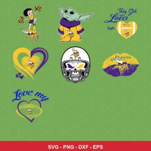 cartoon Vikings player SVG expressing team pride featuring vikings logo for Cricut and Silhouette