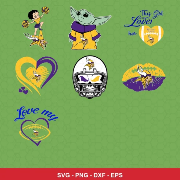 cartoon Vikings player SVG expressing team pride featuring vikings logo for Cricut and Silhouette