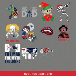 cartoon Patriots player SVG expressing team pride featuring patriots logo for Cricut and Silhouette