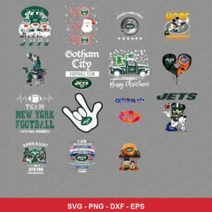 modern, festive, cartoonish Jets player SVG expressing team pride featuring jets logo for Cricut and Silhouette
