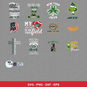 cartoon Jets player SVG expressing mockery featuring grinch character for Cricut and Silhouette