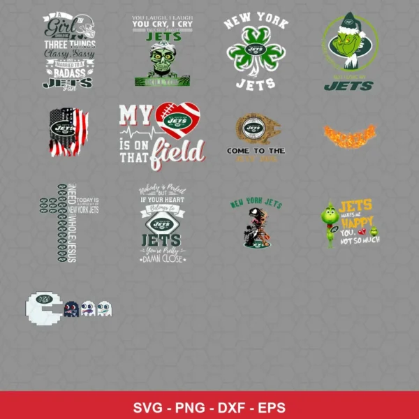 cartoon Jets player SVG expressing mockery featuring grinch character for Cricut and Silhouette