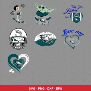 modern cartoon Eagles player SVG expressing team pride featuring eagles logo for Cricut and Silhouette