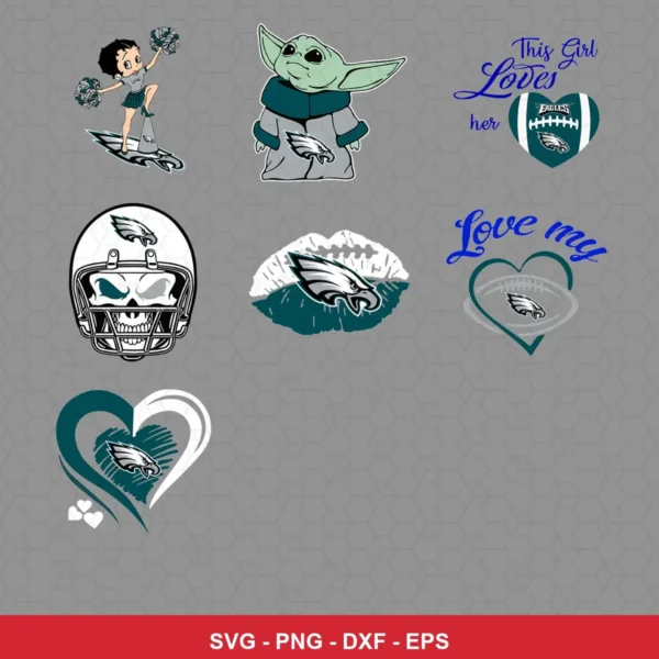 modern cartoon Eagles player SVG expressing team pride featuring eagles logo for Cricut and Silhouette