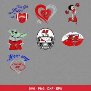 cartoon Buccaneers player SVG expressing team pride featuring bucs logo for Cricut and Silhouette