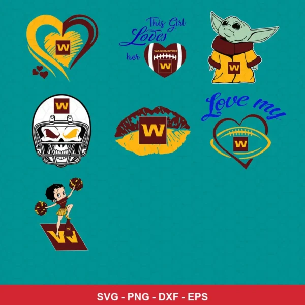 cartoon Commanders player SVG expressing team pride featuring heart for Cricut and Silhouette