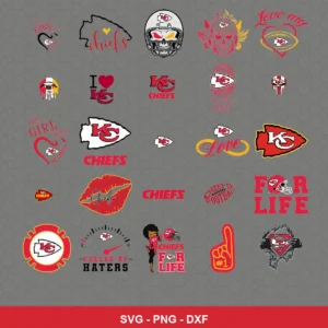 modern and playful Chiefs player SVG expressing team pride featuring chiefs logo for Cricut and Silhouette