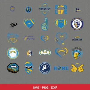 modern cartoon Chargers player SVG expressing team pride featuring chargers logo for Cricut and Silhouette