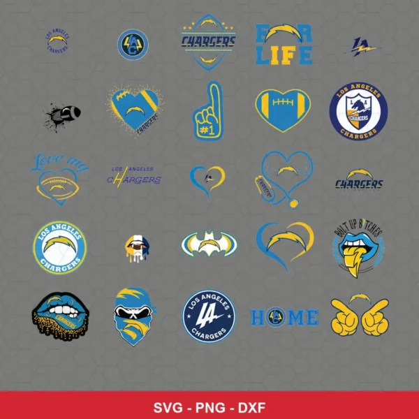 modern cartoon Chargers player SVG expressing team pride featuring chargers logo for Cricut and Silhouette