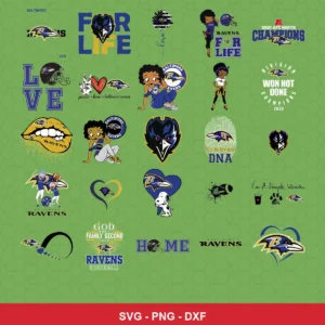 modern cartoon Ravens player SVG expressing team pride featuring ravens logo for Cricut and Silhouette