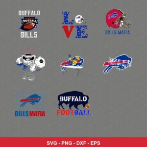 modern and playful Bills player SVG expressing team pride featuring team logos for Cricut and Silhouette