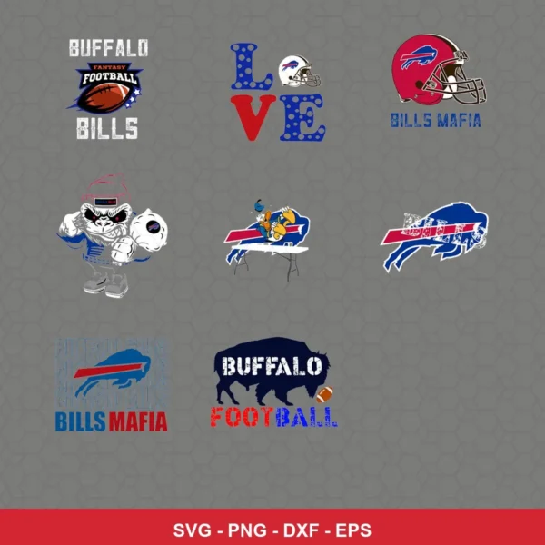 modern and playful Bills player SVG expressing team pride featuring team logos for Cricut and Silhouette