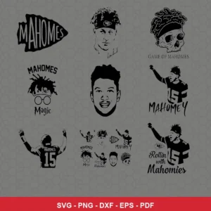 modern cartoon Chiefs player SVG expressing pride featuring player illustrations for Cricut and Silhouette