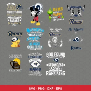 cartoon Rams player SVG expressing team pride featuring mickey mouse for Cricut and Silhouette