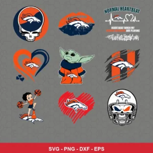 modern cartoon Broncos player SVG expressing team pride featuring broncos logo for Cricut and Silhouette