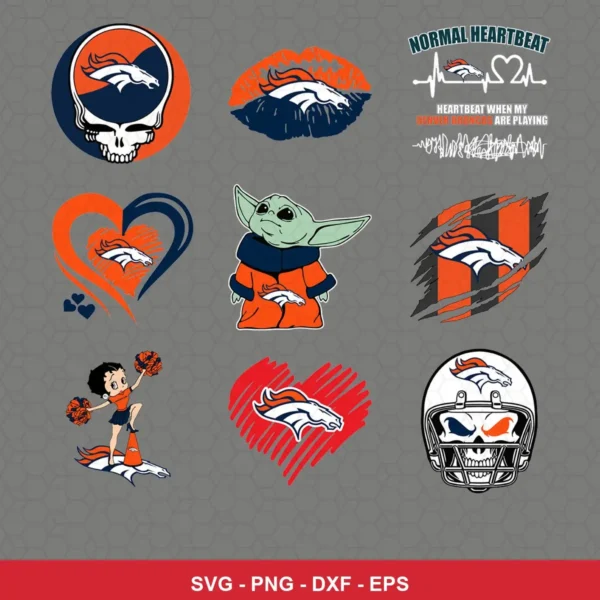modern cartoon Broncos player SVG expressing team pride featuring broncos logo for Cricut and Silhouette