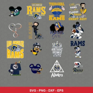 cartoon Rams player SVG expressing team pride featuring rams logo for Cricut and Silhouette