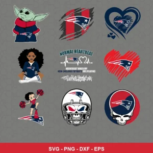 modern, cartoon Patriots player SVG expressing team pride featuring patriots logo for Cricut and Silhouette