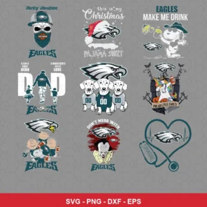 cartoon Eagles player SVG expressing team pride featuring eagles logo for Cricut and Silhouette