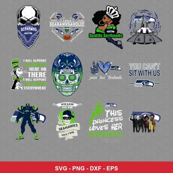 modern cartoon Seahawks player SVG expressing team pride for Cricut and Silhouette