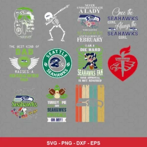 cartoon Seahawks player SVG expressing team pride featuring seahawks logo for Cricut and Silhouette